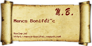 Mencs Bonifác névjegykártya